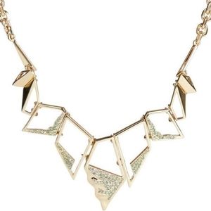 Carolee Flora Gold-Plated Geometric Pave Stone Bib Necklace RARE Edgy Gift Party